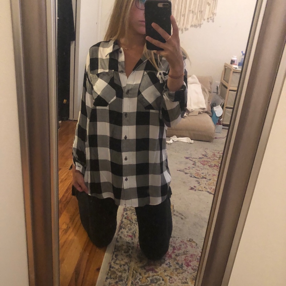 Plaid Button-Up Long-Sleeve